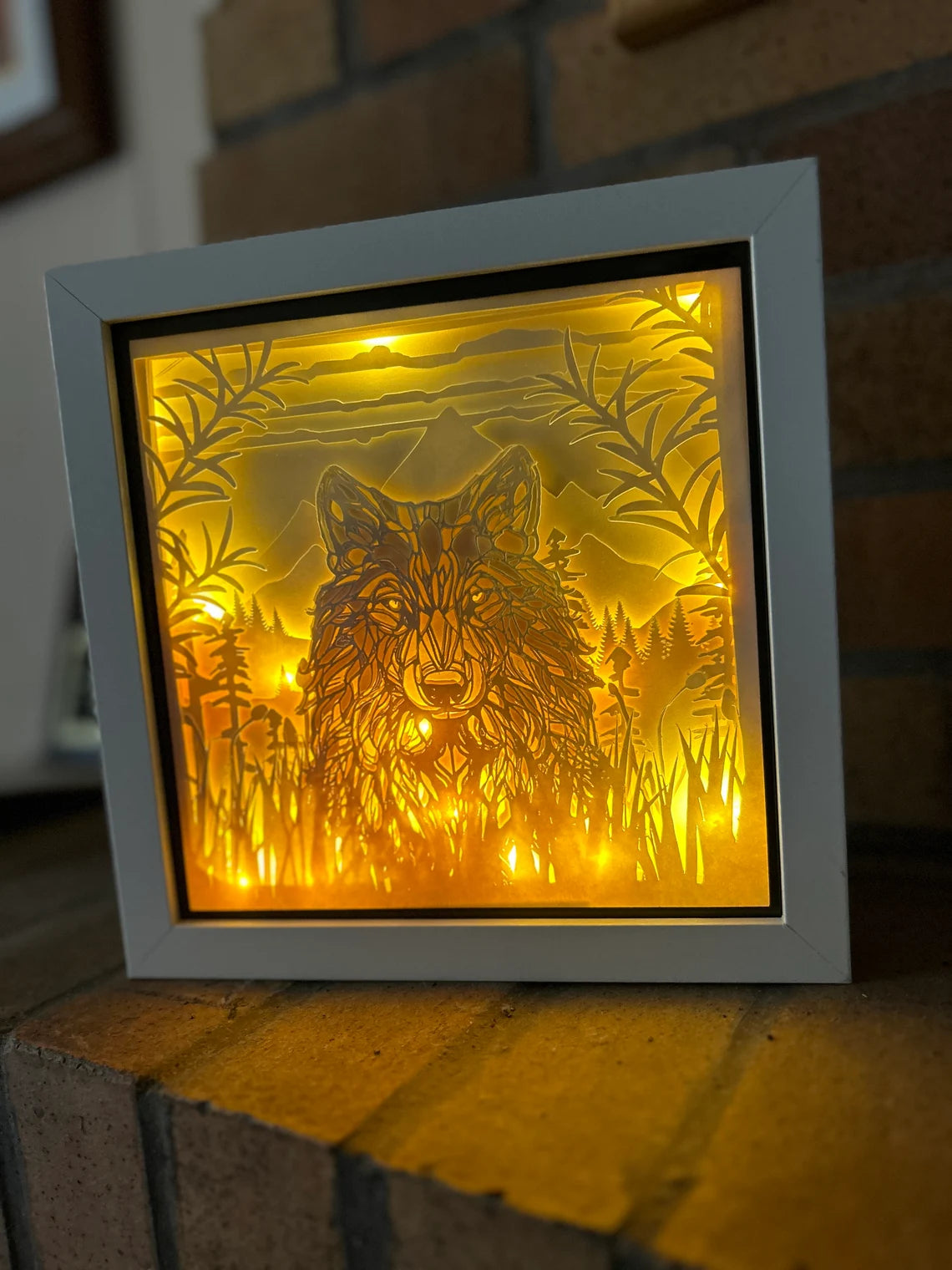 3D Wolf Forest Shadowbox Paper Art SVG