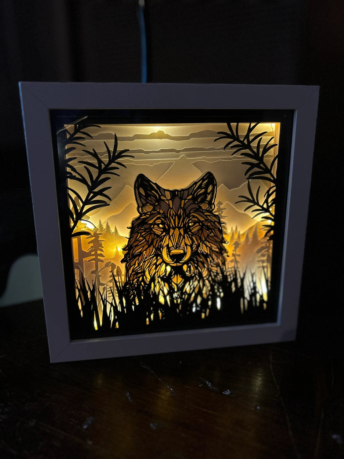 3D Wolf Forest Shadowbox Paper Art SVG