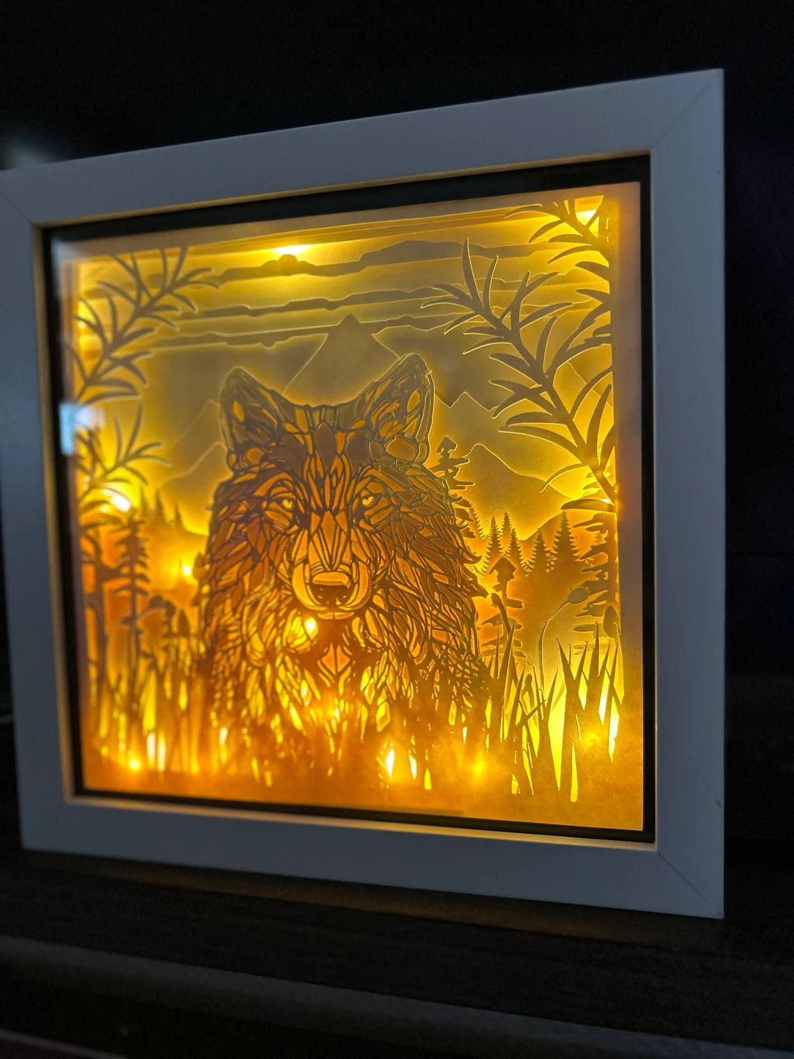 3D Wolf Forest Shadowbox Paper Art SVG