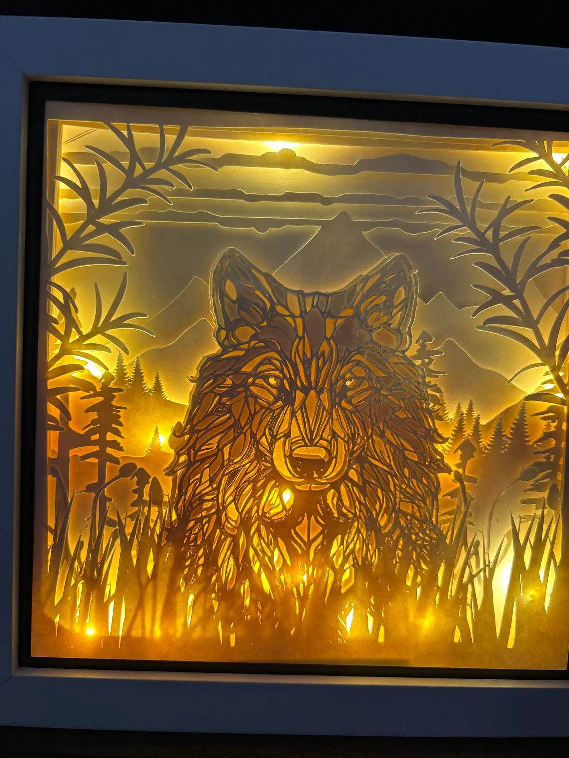 3D Wolf Forest Shadowbox Paper Art SVG