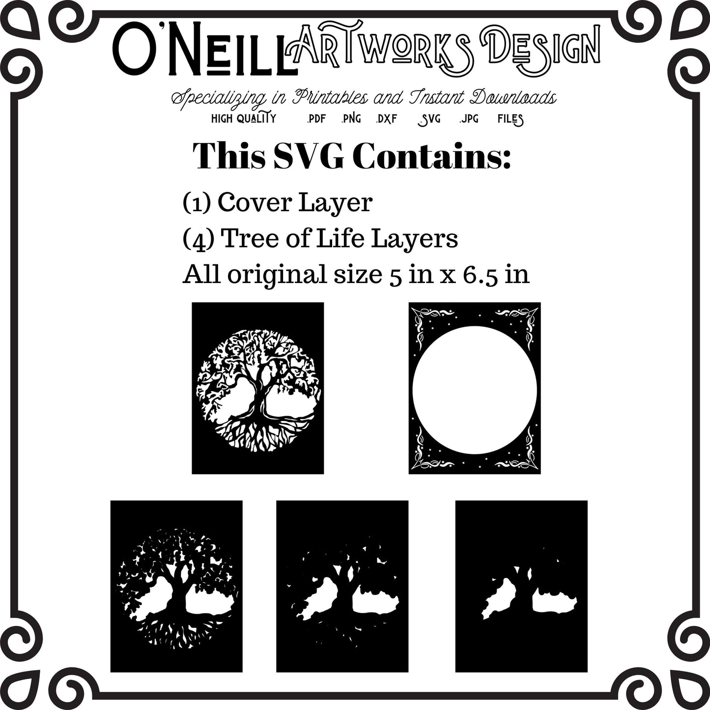 Layered Paper Art 3D Tree of Life SVG Card Size 5 x 6.50 inches Digital Download file for Cricut Silhouette or Scan N Cut Layered