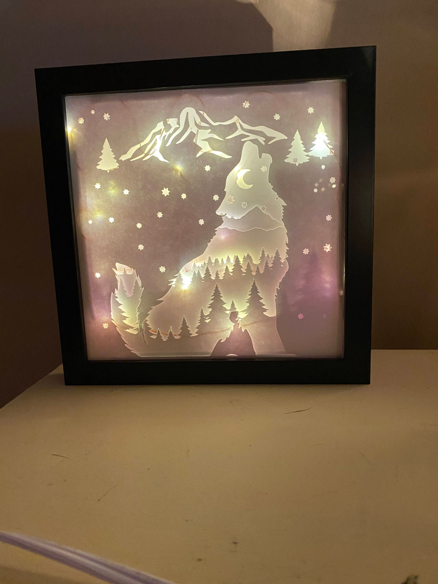 Cricut Cut Layered Wolf Paper Art SVG | 3D Shadowbox Wolf Wilderness Silhouette | Easy Cricut Project | Glowforge