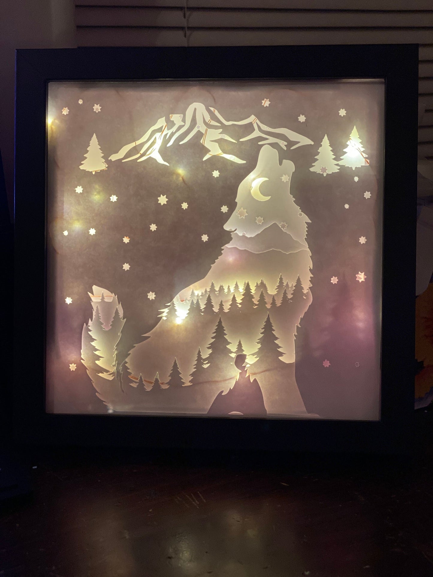 Cricut Cut Layered Wolf Paper Art SVG | 3D Shadowbox Wolf Wilderness Silhouette | Easy Cricut Project | Glowforge