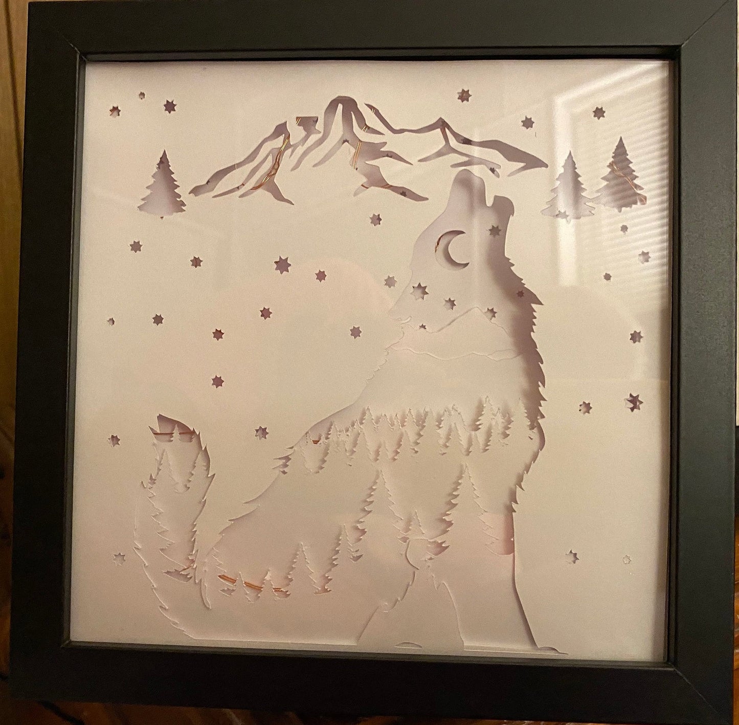 Cricut Cut Layered Wolf Paper Art SVG | 3D Shadowbox Wolf Wilderness Silhouette | Easy Cricut Project | Glowforge