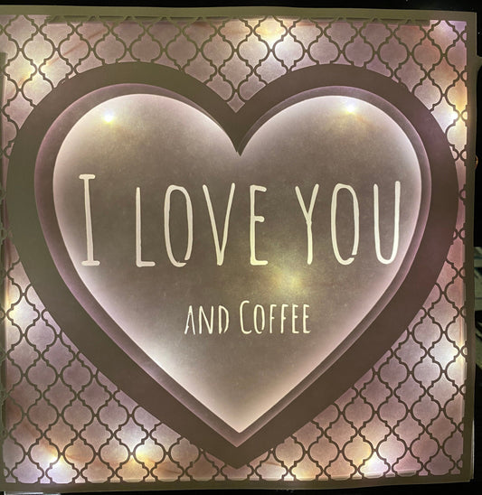 Love You Coffee lightbox 3D Heart SVG Shadowbox cute gift for Mom or him or her, png eps dxf easy cut layered paper art for cricut or laser