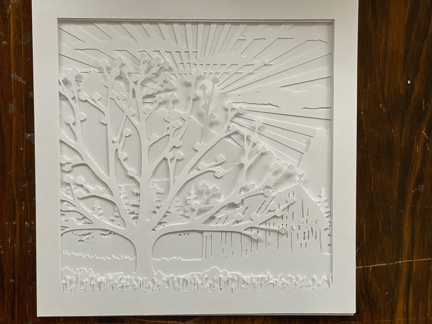 DIY Farm 3D Shadowbox SVG 3D Shadow Box | Cricut Shadow box | Layered Paper Art Dogwood Tree in Meadow with Barn