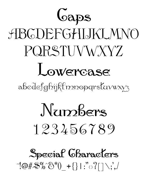 Gothic Font Ornate  TTF Procreate Windows Mac compatible true type font Cricut Design Silhouette Adobe