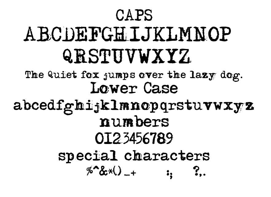 Old Messy Typewriter Font | True Type Font (TTF) works Canva, Cricut, Procreate and more Type writer