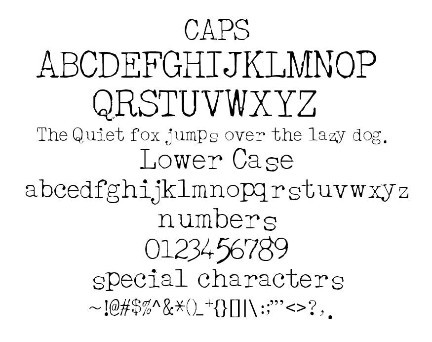 Worn Typewriter Font TTF Easy to Read, Old Narrow printed True Type Font Procreate Windows & Mac Cricut Design Space, Silhouette