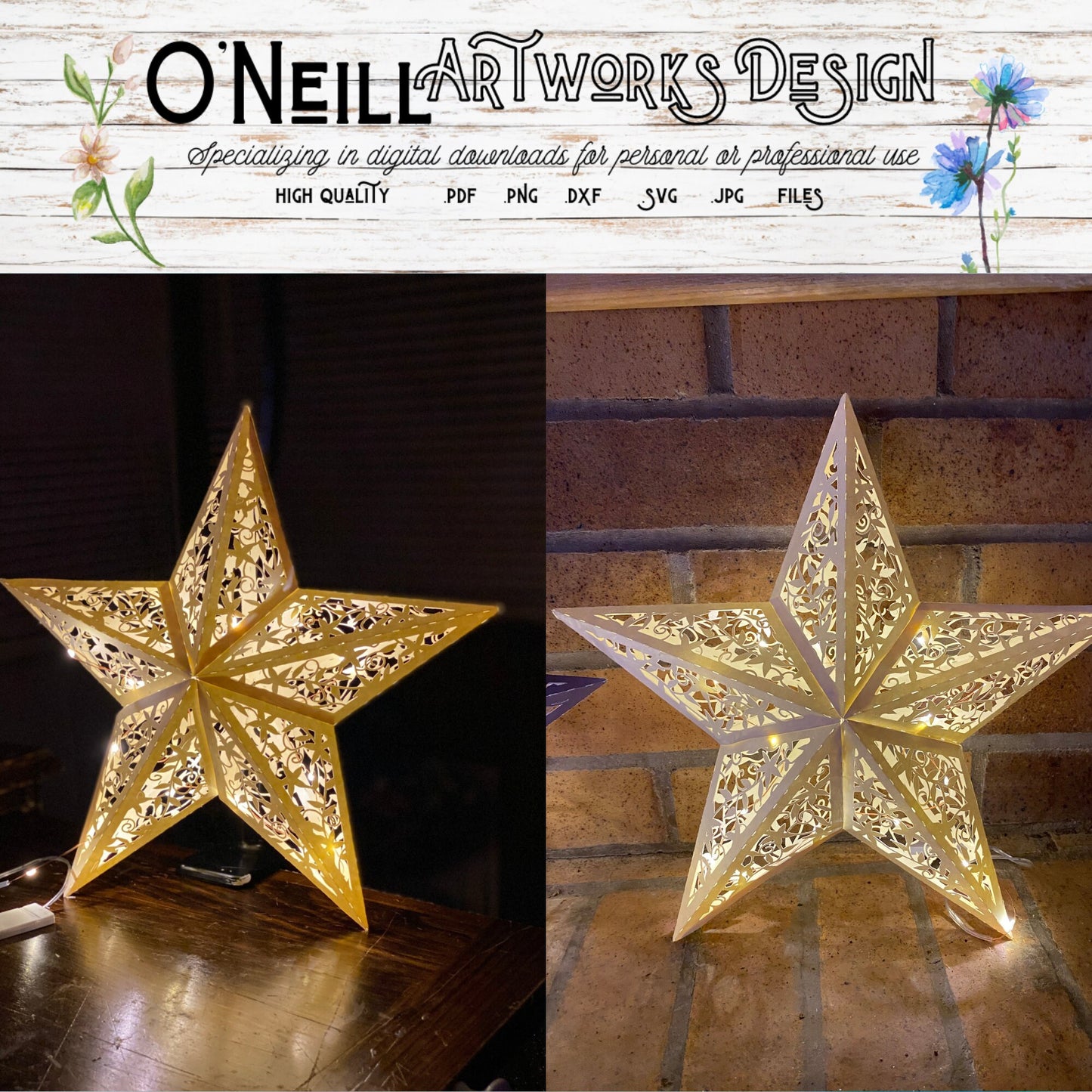 Vintage Filigree Star SVG Paper Lantern Cricut Cut Files