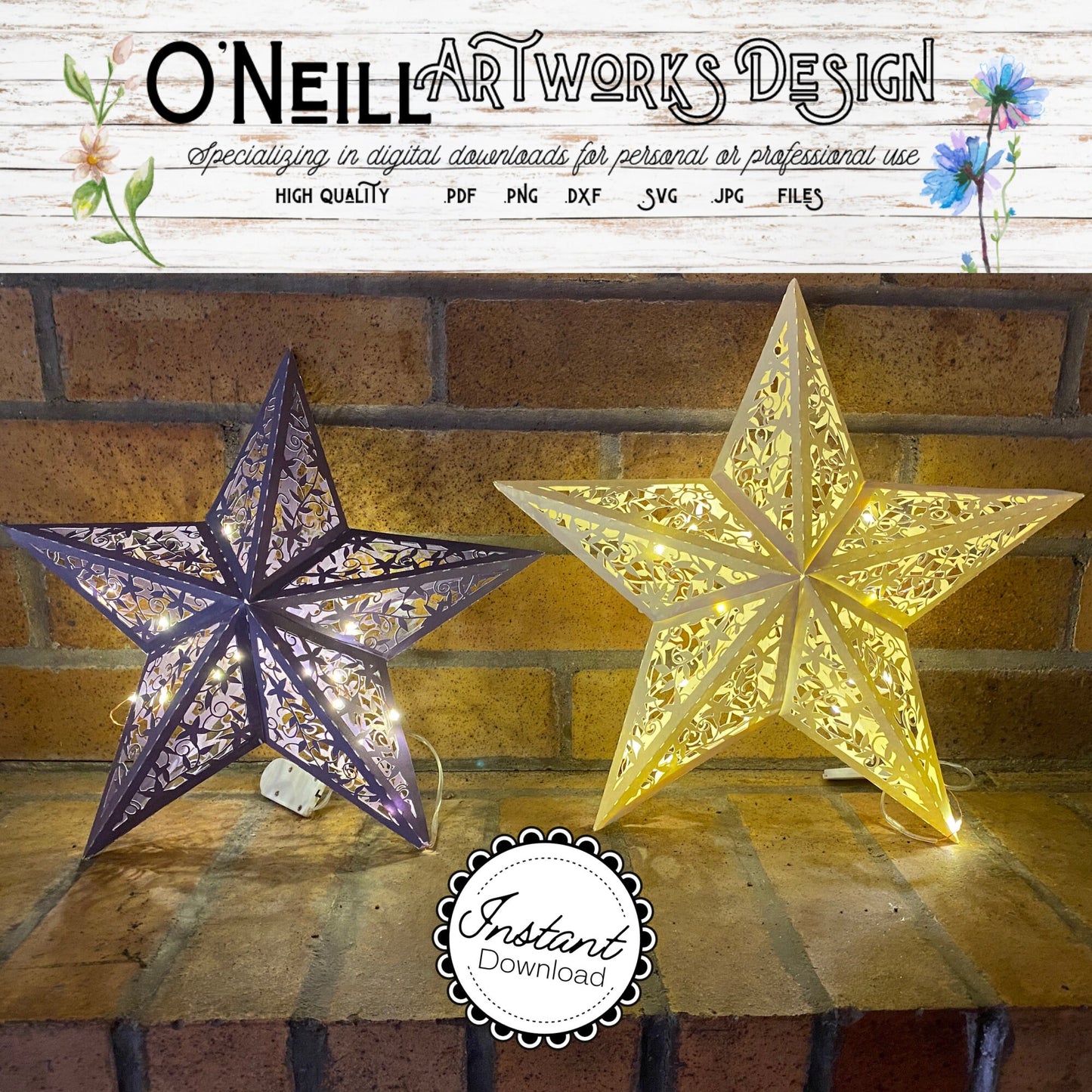 Vintage Filigree Star SVG Paper Lantern Cricut Cut Files