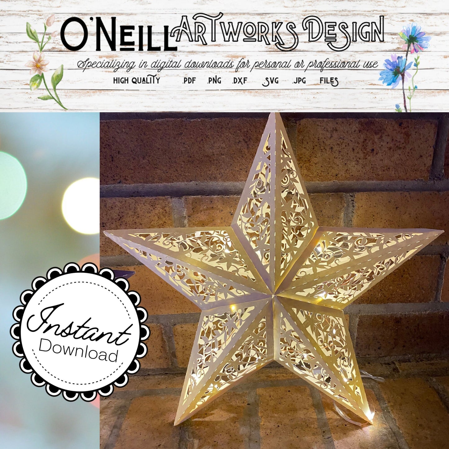 Vintage Filigree Star SVG Paper Lantern Cricut Cut Files