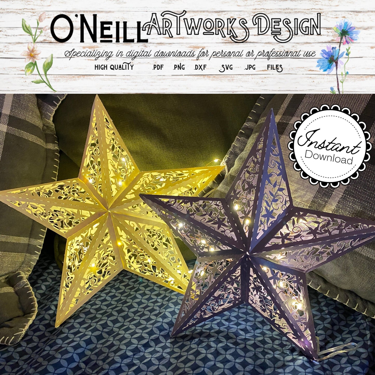 Vintage Filigree Star SVG Paper Lantern Cricut Cut Files