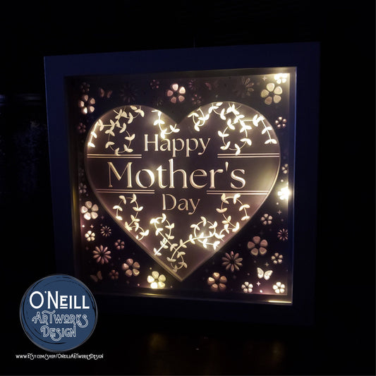 Happy Mothers Day SVG Shadowbox Paper Art Lightbox Cricut Project