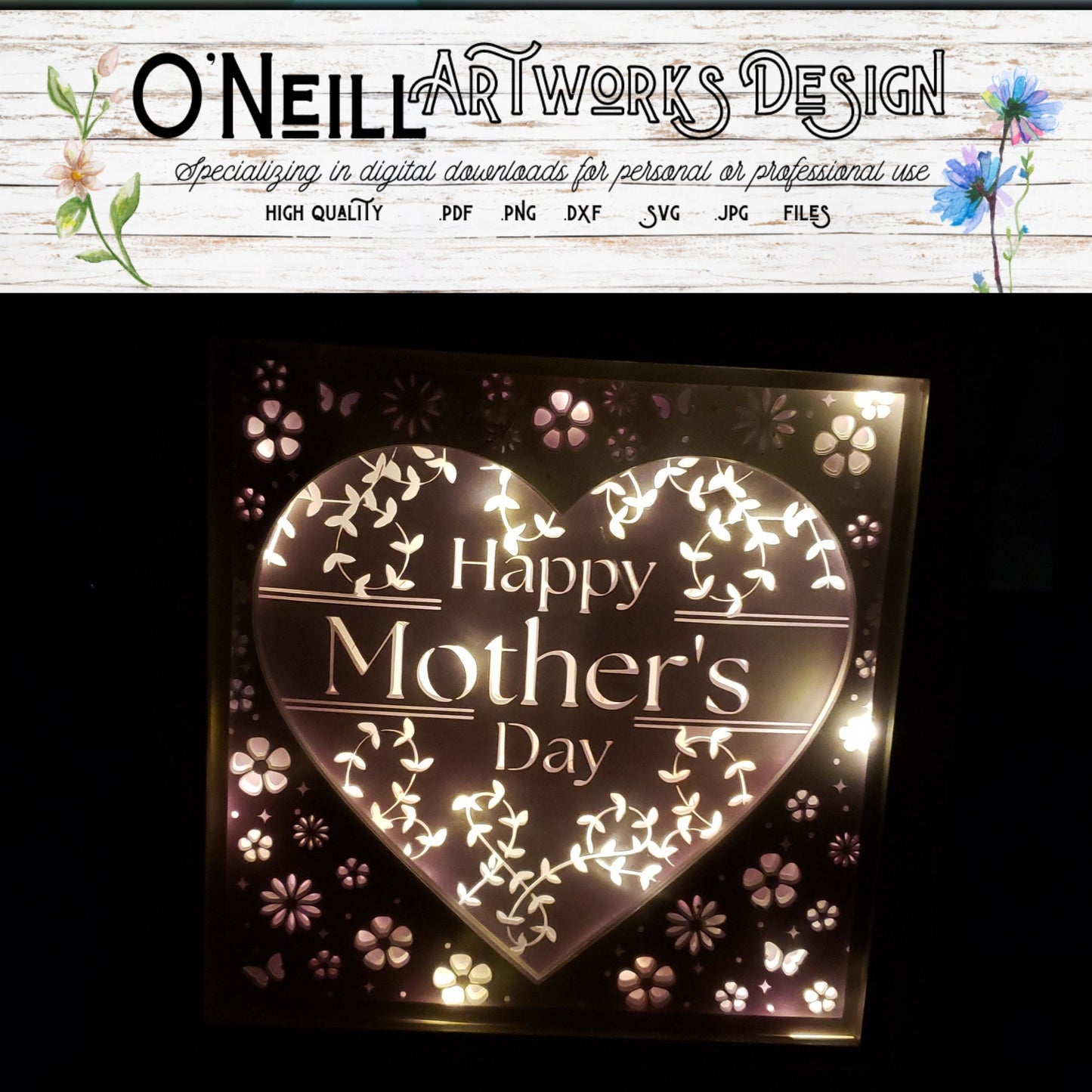 Happy Mothers Day SVG Shadowbox Paper Art Lightbox Cricut Project