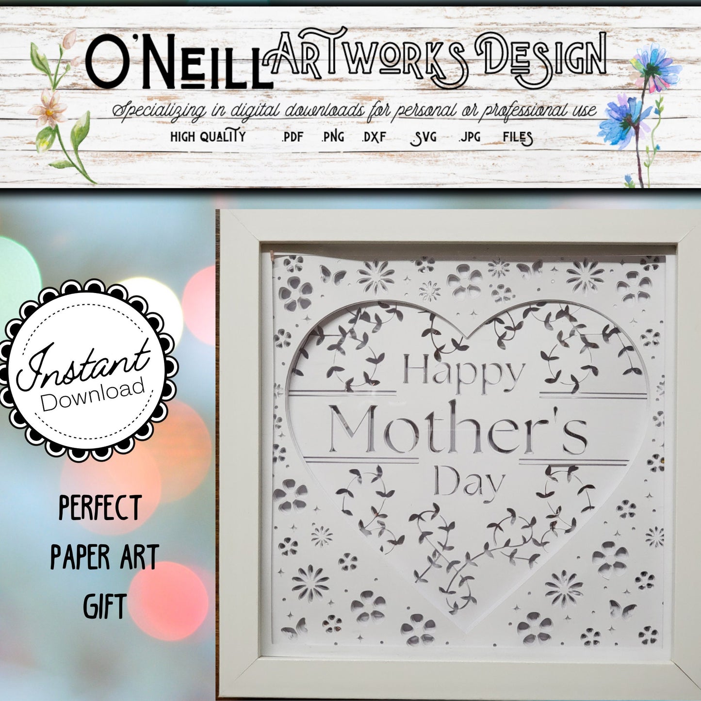 Happy Mothers Day SVG Shadowbox Paper Art Lightbox Cricut Project