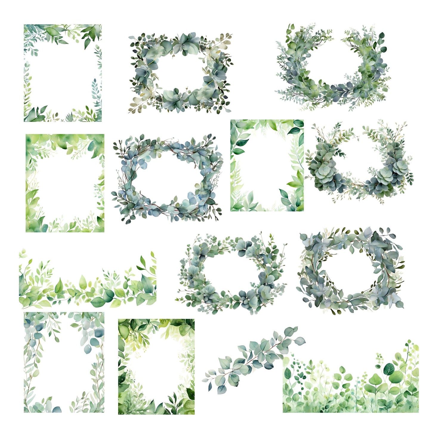 Vintage Wedding Greenery Border Printables - Perfect for DIY Invitations, Showers & Journals