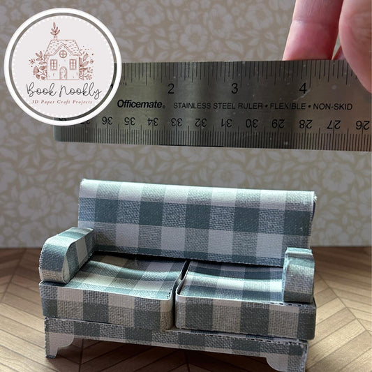 DIY Dollhouse Sofa | Book Nook Couch Cricut Cut File | Miniature Doll House Furniture Template for Cricut Projects