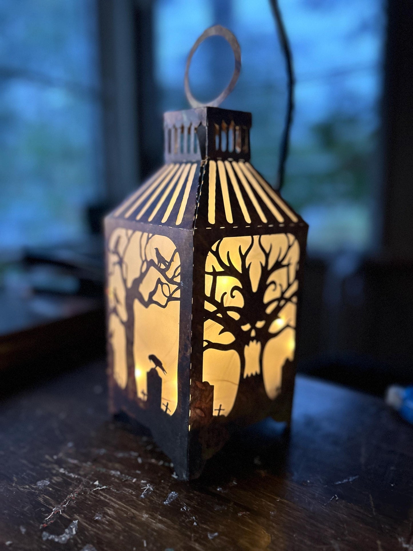 Halloween Lantern SVG | Crows and creepy trees Paper Luminary | Cricut Craft Project FUn