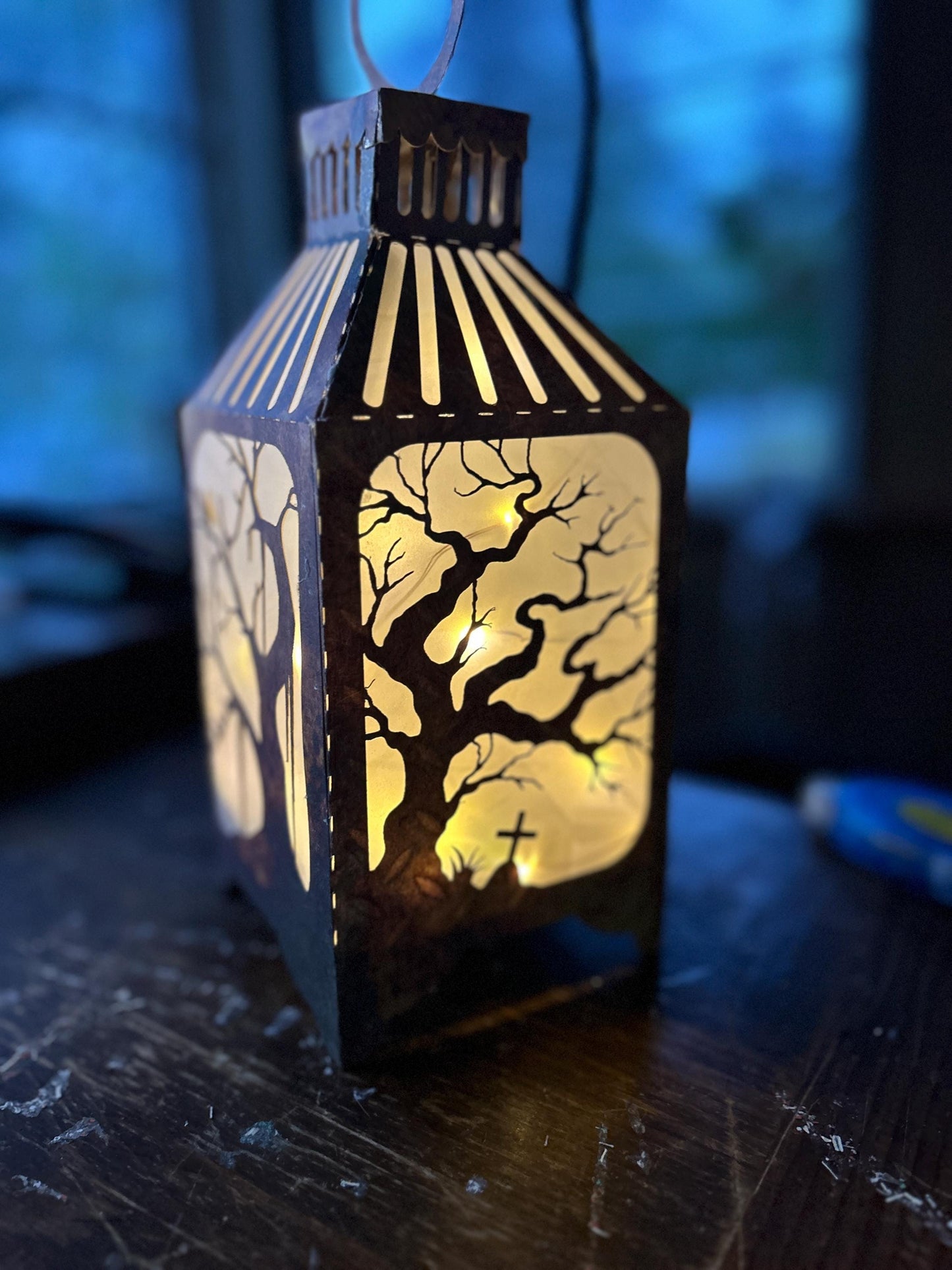 Halloween Lantern SVG | Crows and creepy trees Paper Luminary | Cricut Craft Project FUn