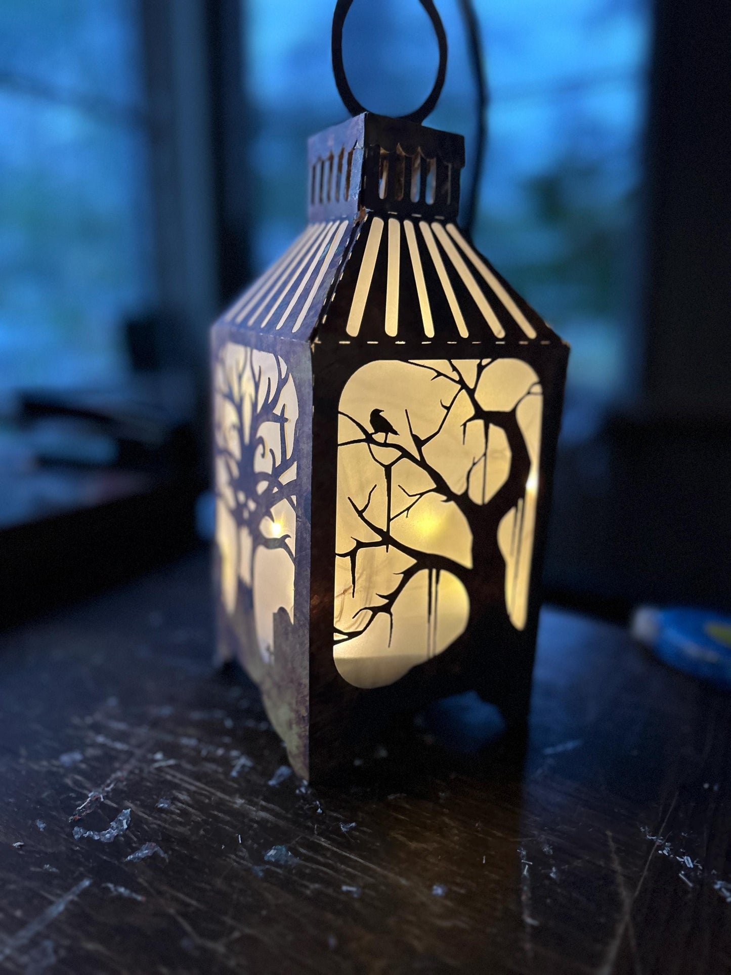 Halloween Lantern SVG | Crows and creepy trees Paper Luminary | Cricut Craft Project FUn